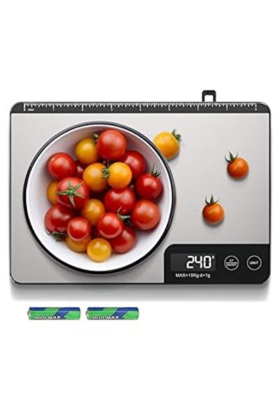 Generic ميزان طعام TERRIFI، ميزان مطبخ بسعة 33 رطلاً مع مقياس طول (8 بوصات)، يقيس الجرامات والأون بدقة