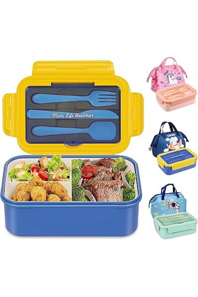Generic Yoawllty 5 in 1 Bento Lunch Box for Kids and Adults - 1100ml Leak-Proof With Insulated Bag and Utens