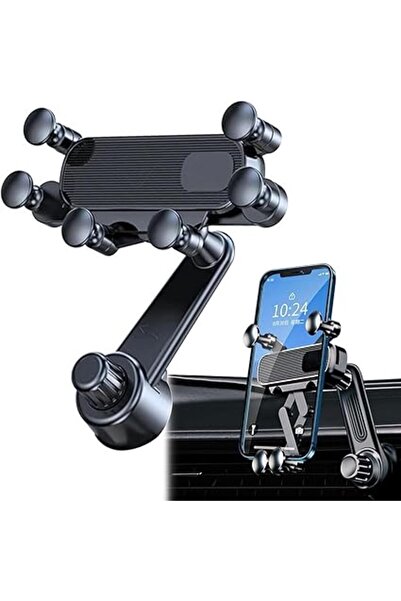 Generic Azonee 360° Rotation Car Phone Holder with Metal Hook Clip, Gravity Cradle Stand for Air Vent, Adju