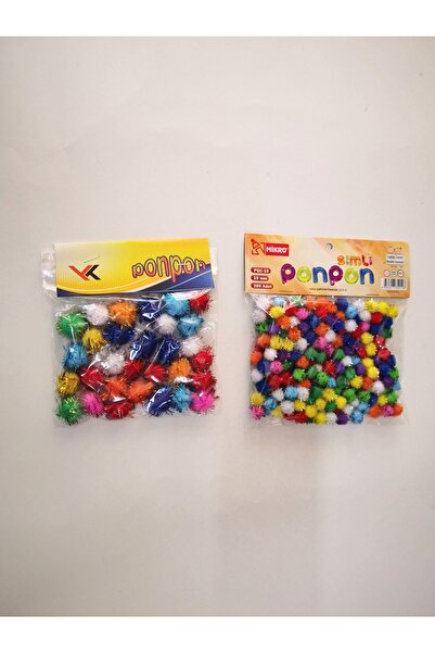 Mikro Simli Renkli Ponpon Küçük, Orta Boy Anaokulu Özel Eğitim Okul Öncesi İlkokul El İşi Malzemesi 2 Adet