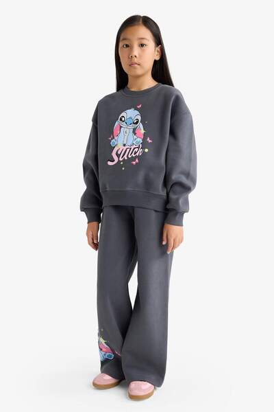 DeFacto Kız Çocuk Disney Lilo & Stitch 2'li Takım Sweatshirt Eşofman Altı G1020A825WN
