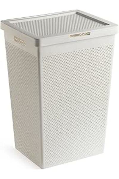 Generic TATAY Bohol Laundry Basket with Lid, 60 Litre, Polypropylene, BPA-Free, 100% Recycled Plastic, White
