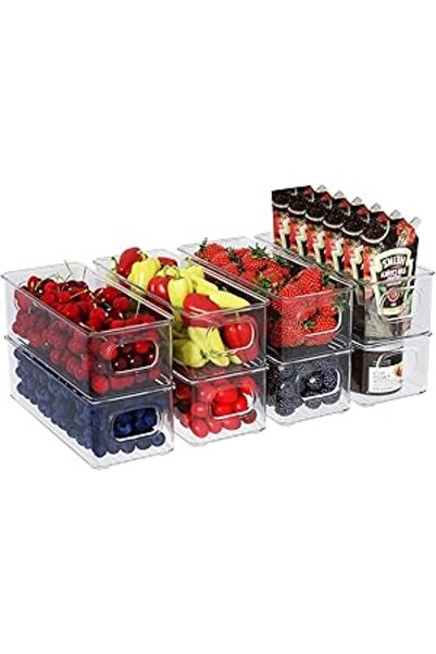 Generic منظم ثلاجة بلاستيكي من راكسوم، ١٢ قطعة، مع تصريف لتخزين الطعام والفواكه والخضروات