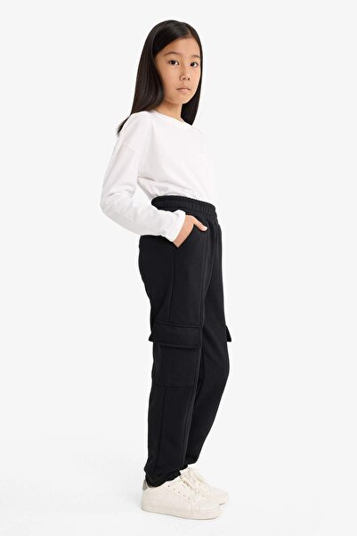 DeFacto Kız Çocuk Beli Lastikli Kargo Jogger Eşofman Altı E6928A825AU