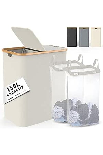 Generic LTLCLZ 150L Large Laundry Basket with 2 Removable Inner Bags, Clothes Hampers for Laundry, Dirty Clo