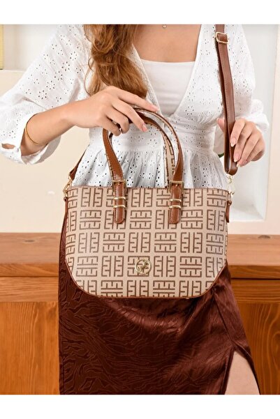 eflanmoda Women's 3-Compartment Adjustable Long Strap Hand and Shoulder Bag Dimensions 32X24 cm