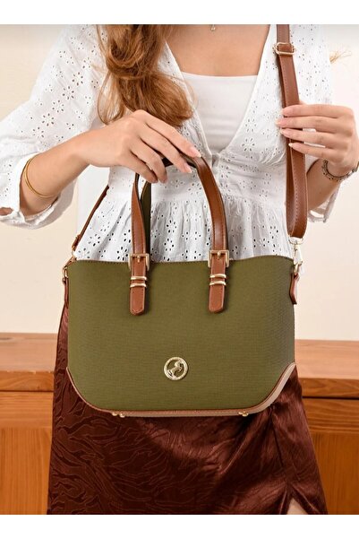 eflanmoda Women's 3-Compartment Adjustable Long Strap Hand and Shoulder Bag Dimensions 32X24 cm