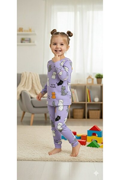 Yalçınoğlu Kids Set de pijamale pentru fete I Îmbrăcăminte confortabilă pentru acasă cu mâneci lungi I Bumbac - Set moale pentru fete