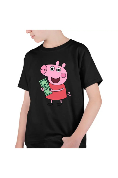 OEM Παιδικό T-shirt Peppa Pig για αγόρια με θέμα τα χρήματα