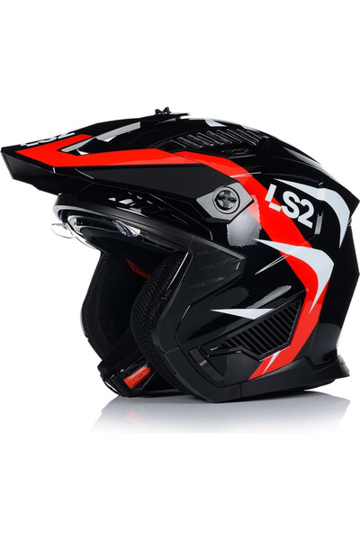 LS2 Drıfter Trıalıty Çene Çıkarılabilir Modüler Motosiklet Kaskı Kırmızı- Siyah