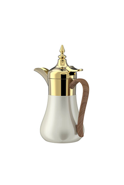 SQUALO Gold + Beige Stainless Steel Coffee Pot with Wooden Handle - 0.35L