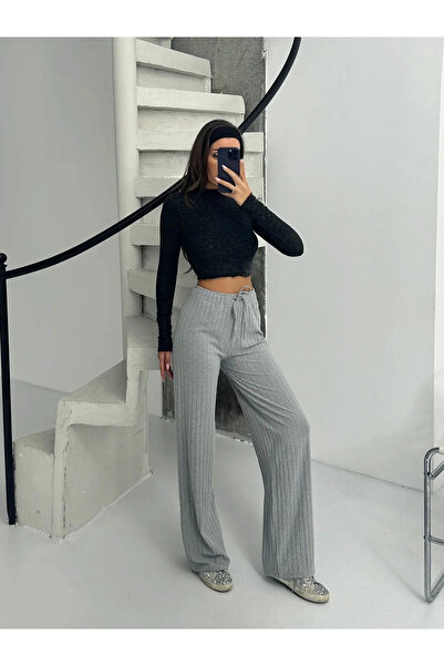 Işıltı kidss Ribbed chardonnay trousers gray a4058