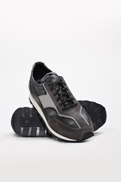 TUGERDİ Gray Genuine Leather Lace-Up Eva Sole Quality Men's Sports Shoes Tg095301312551041