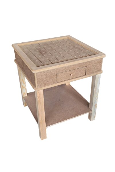 Altınyapı Hobi Market HAM MDF SATRAÇ VE TAVLA OYUN SEHPASI KARE AYAK