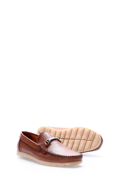 TUGERDİ Tan Inside and Outside Genuine Leather Rubber Sole Buckle Men's Loafer Shoes Tg0962813516