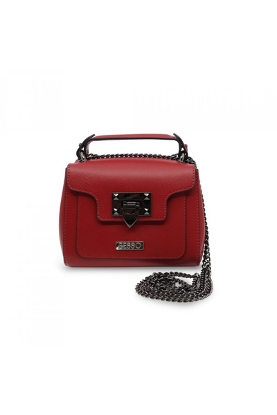 BESSO Anima Forte genuine leather handbag Dark Red