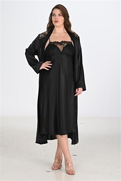CHI'LA Collection Σετ 2 Μαύρες Ρόμπες Bigsize 6221