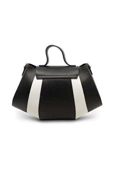 BESSO Fiaba Soave Black and White Genuine Leather Handbag