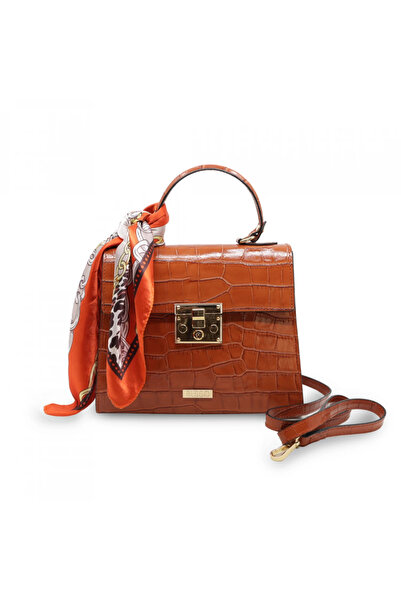 BESSO Serenata di Seta Dark Orange Genuine Leather Handbag