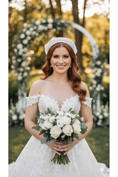 Handmade Betty Bands Transparent Embroidery Detailed Triangle Lace-Up Veil Scarf Belt Bandana