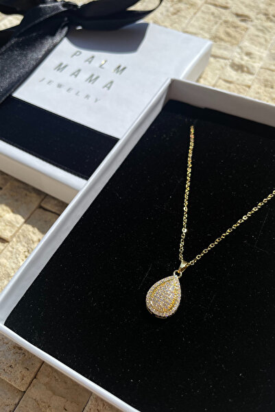 PALM MAMA JEWELRY قلادة كلاسيكية أنيقة مرصعة بالزركون الذهبي، مصنوعة من الفول...