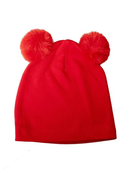 agugu Red Girl's Beret with Pompom