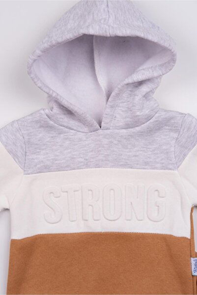 agugu Dream Gofre Printed Sweet Hooded 2-Piece Set Brown