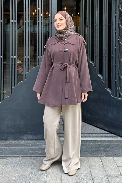 Ovn. Apoletli Kısa Trenç - Kahverengi