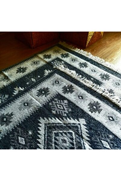 OMS Set 2 traditional rugs, woven, double-sided 60×90 cm, grey rhombus