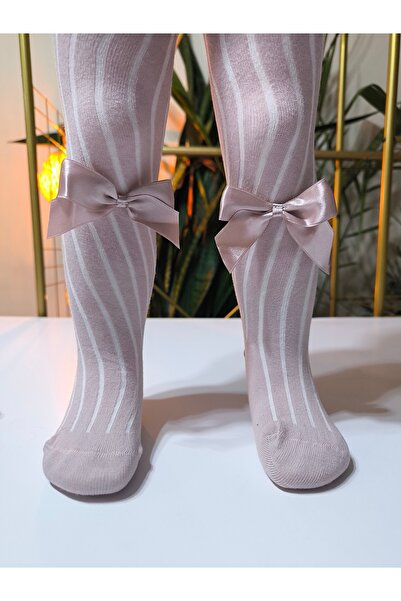 Ekinoks Baby Girl Children's Pantyhose Cotton Bow Ribbed Scented Powder