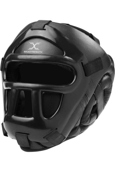MAX STRENGTH خوذة رأس الملاكمة وفنون القتال المختلطة وخوذة رأس القتال وربط الذقن قابل للتعديل
