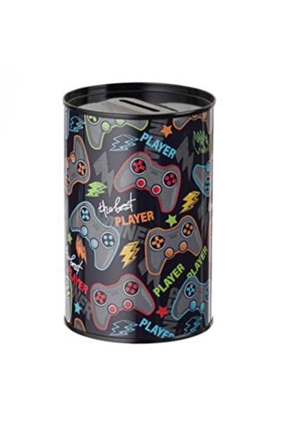 OEM Pușculiță metalică model Gamer negru Ø8 x 12,5 cm