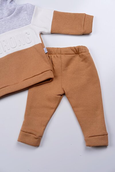 agugu Dream Gofre Printed Sweet Hooded 2-Piece Set Brown