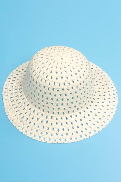 agugu Hasır Görünümlü Kız Çocuk Şapkası Krem