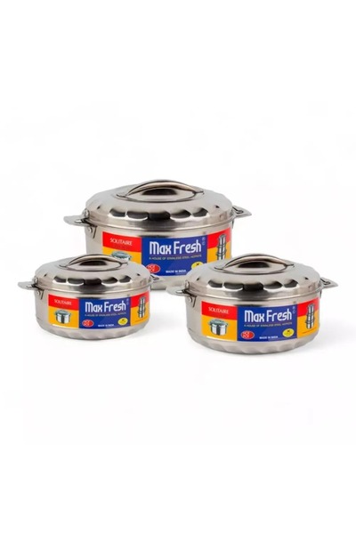 maxfresh Stainless steel indulated Casserole Solitaire 3 pcs ser 1000,1500,2500 ML