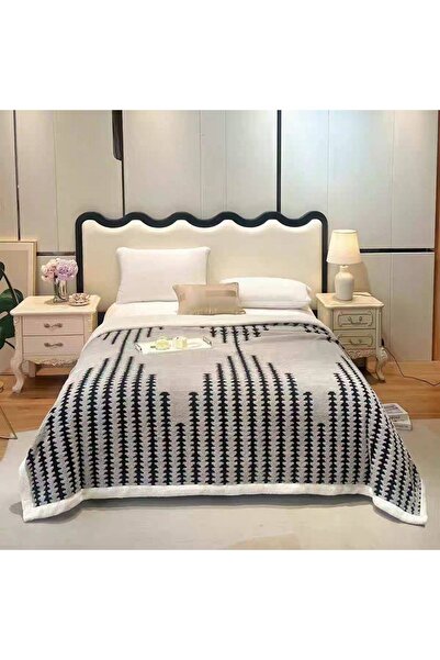 OEM Cocolino blanket with plush back for double bed, stitched stripes pattern