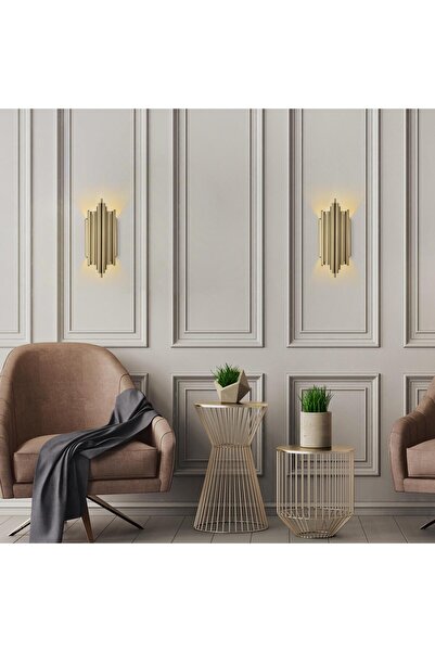 MOİRA Rustik Metal Boru Tekli Duvar Aplik Parlak Gold, Ambiyans Duvar Aydınlatma REIS-13341