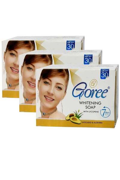 goree صابون تبييض البشرة بالليكوبين، أبيض، 100 جرام، 3 قطع