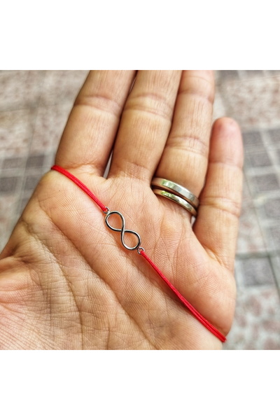 Wild Bracelets Bratara reglabila din Argint 925 cu charm Infinit si snur rosu de matase