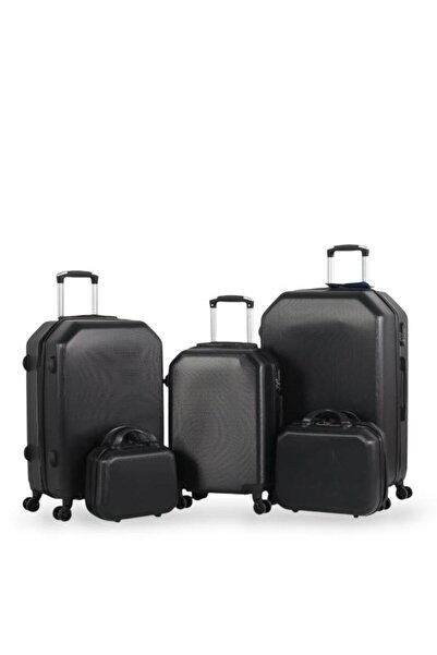 Red Sea طقم شنط سفر - مكون من 5 قطع يشمل 3 شنط تروللي وشنطتين للمكياج -بكفرات مرنه -وقفل رقمي ثابت