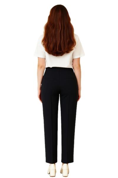 Nazal Women's Black Elastic Waist Pocketed Trousers Bgl-St04789