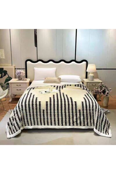 OEM Cocolino blanket with plush back for double bed, stitched stripes pattern
