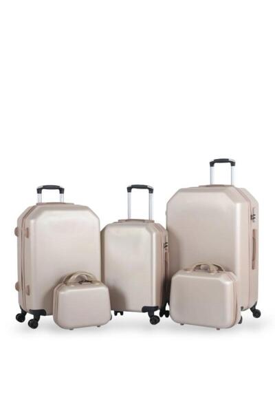 Red Sea Travel bag set - 5 pieces, including 3 trolley bags and 2 makeup bags - with flexible covers - and a fixed digital lock