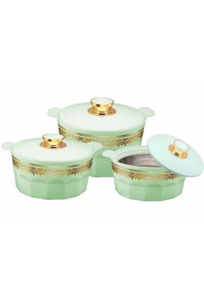 Rashi Shaheen Insulated Casserole Set of 3 Pieces-1800ml,2600ml and 3600ml, Green