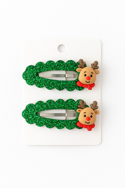 Little Sparkle Co. Set de catarame pentru copii cu tematică de Crăciun, verde...