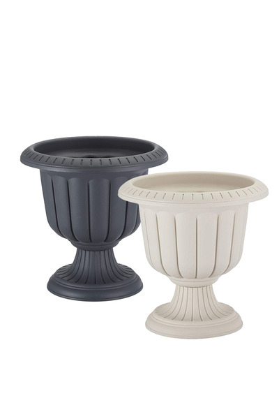 TEMMUZ HOME 2 Adet Nergis Saksı 6 Litre Ayaklı Plastik Çiçek Saksı Seti