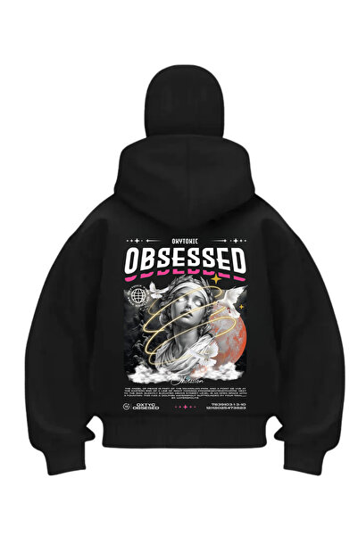 1blood سترة كارديجان مطبوعة باللون الأسود من Obsesssed بتصميم قناع الثلج السا...