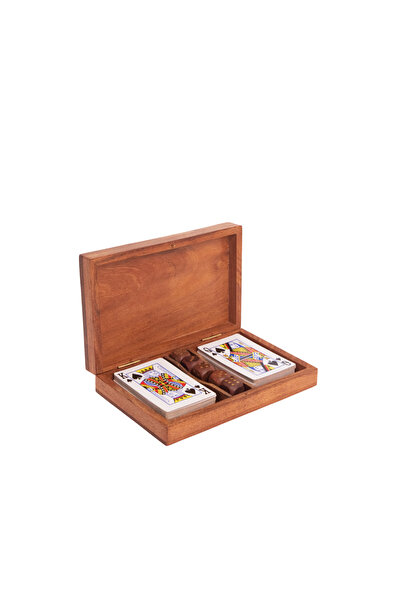 Zen Set de joc în cutie din lemn masiv, 2 pachete de cărți și zaruri, L 19 x ...