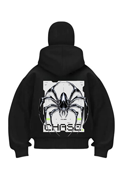 1blood سترة شيرت سوداء مطبوعة من Chase Spider بتصميم قناع الثلج الساموراي