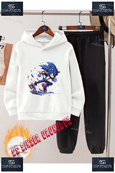 SS SİNSER Children's Unisex Printed Hooded Tracksuit Set with the Words "Soni...
